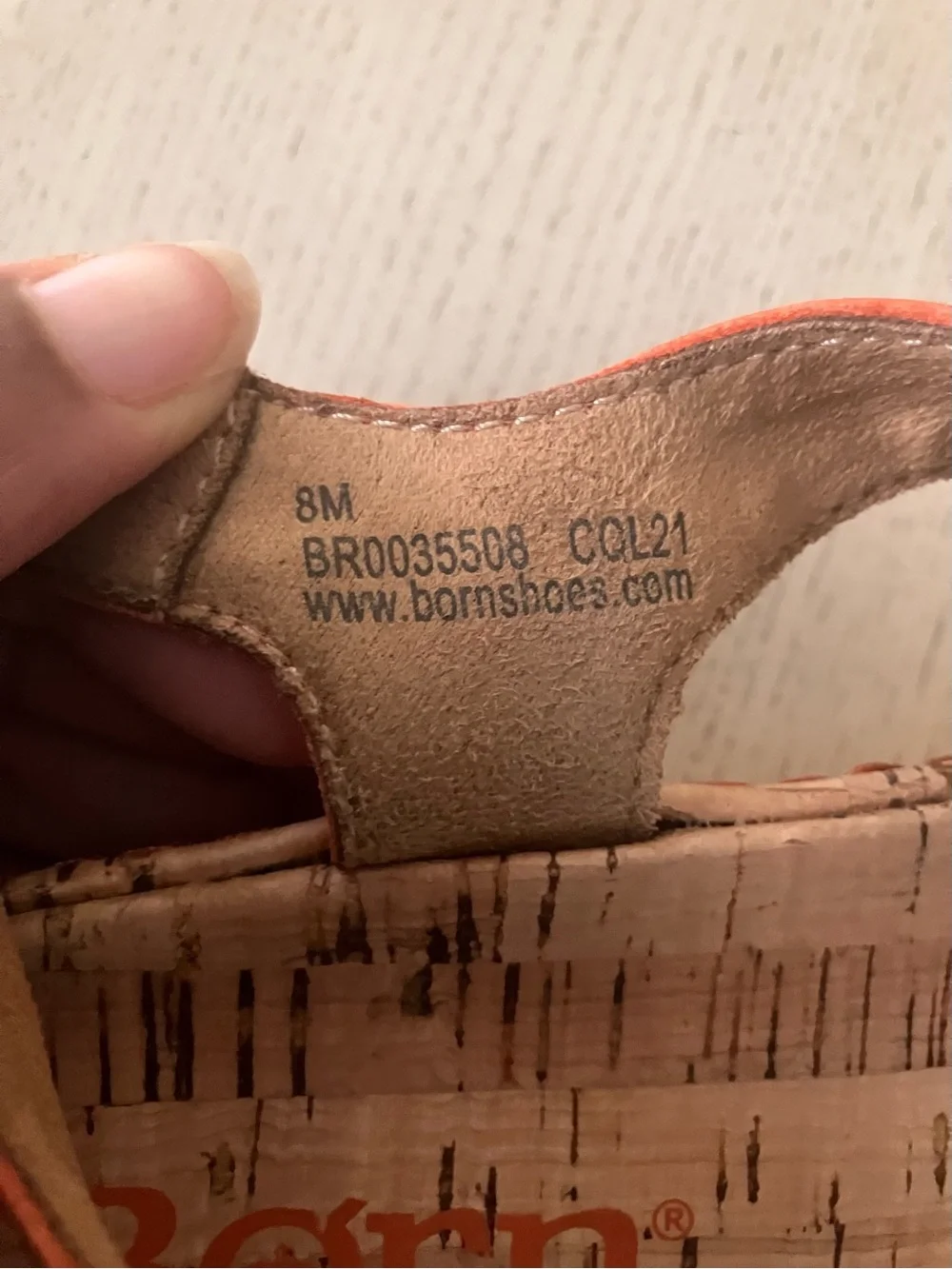 Born Orange Leather Cork Platform Sandals Size 8